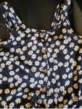 Justice Black Daisy Button-Front Tank Top